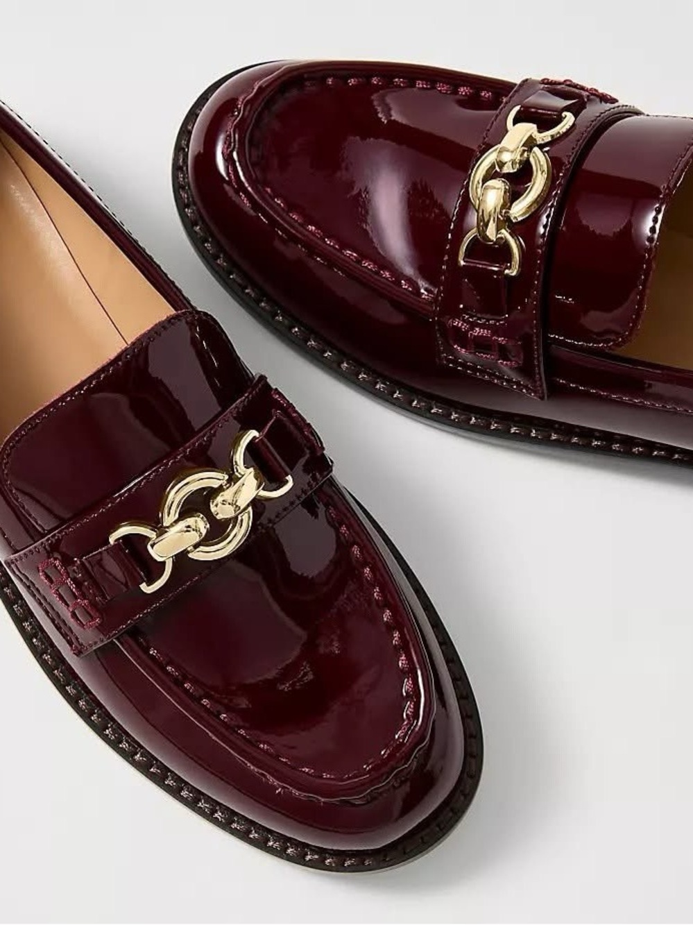 ANN TAYLOR Patented burgundy hardware loafers NEW W/O BOX